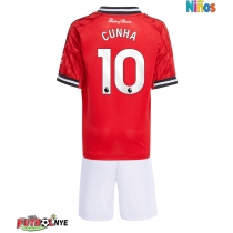 Camiseta Manchester United Matheus Cunha #10 Primera Equipación para niños 2025-26 manga corta (+ pantalones cortos)